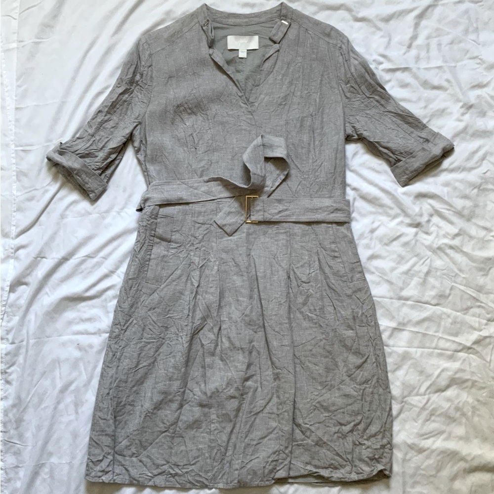 Boss EUC Gray Linen Dress 10 Medium